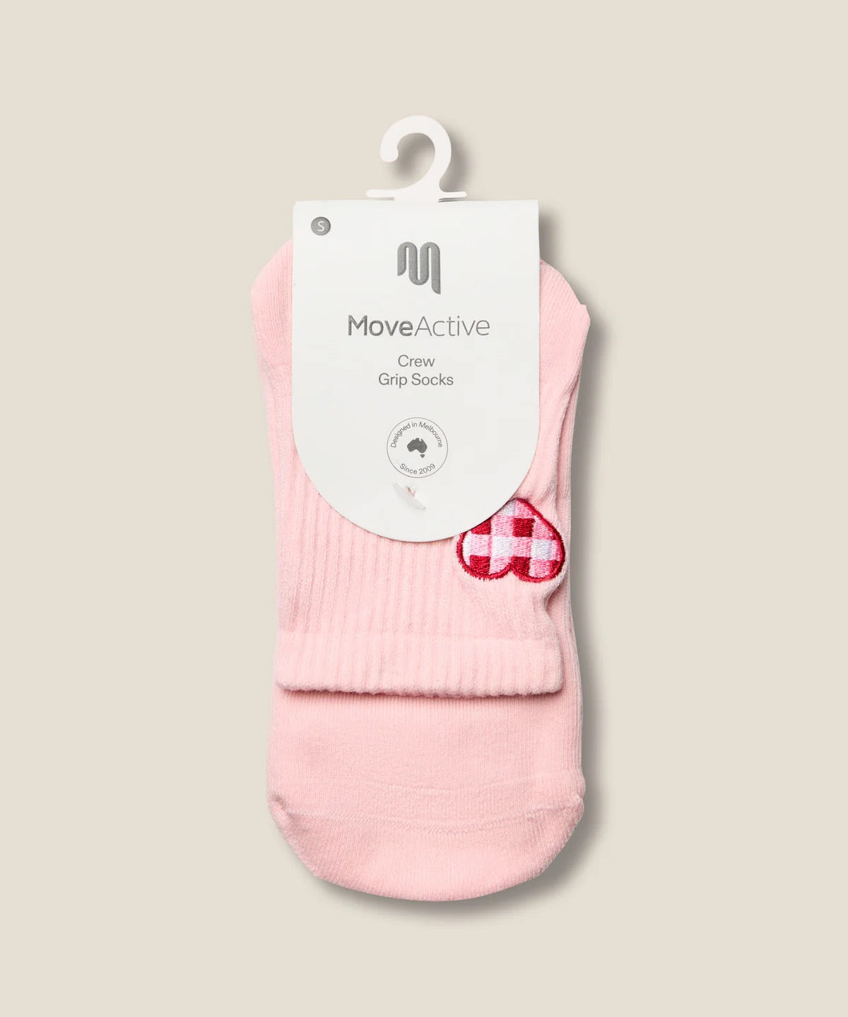 Moveactive Crew Grip Socks Gingham Heart
