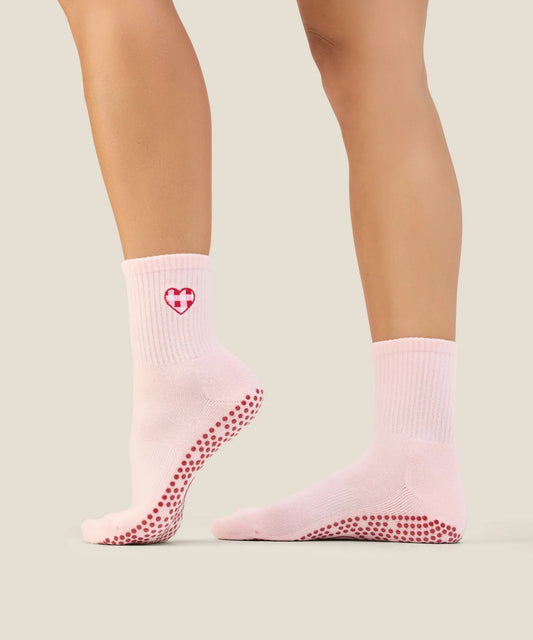Moveactive Crew Grip Socks Gingham Heart