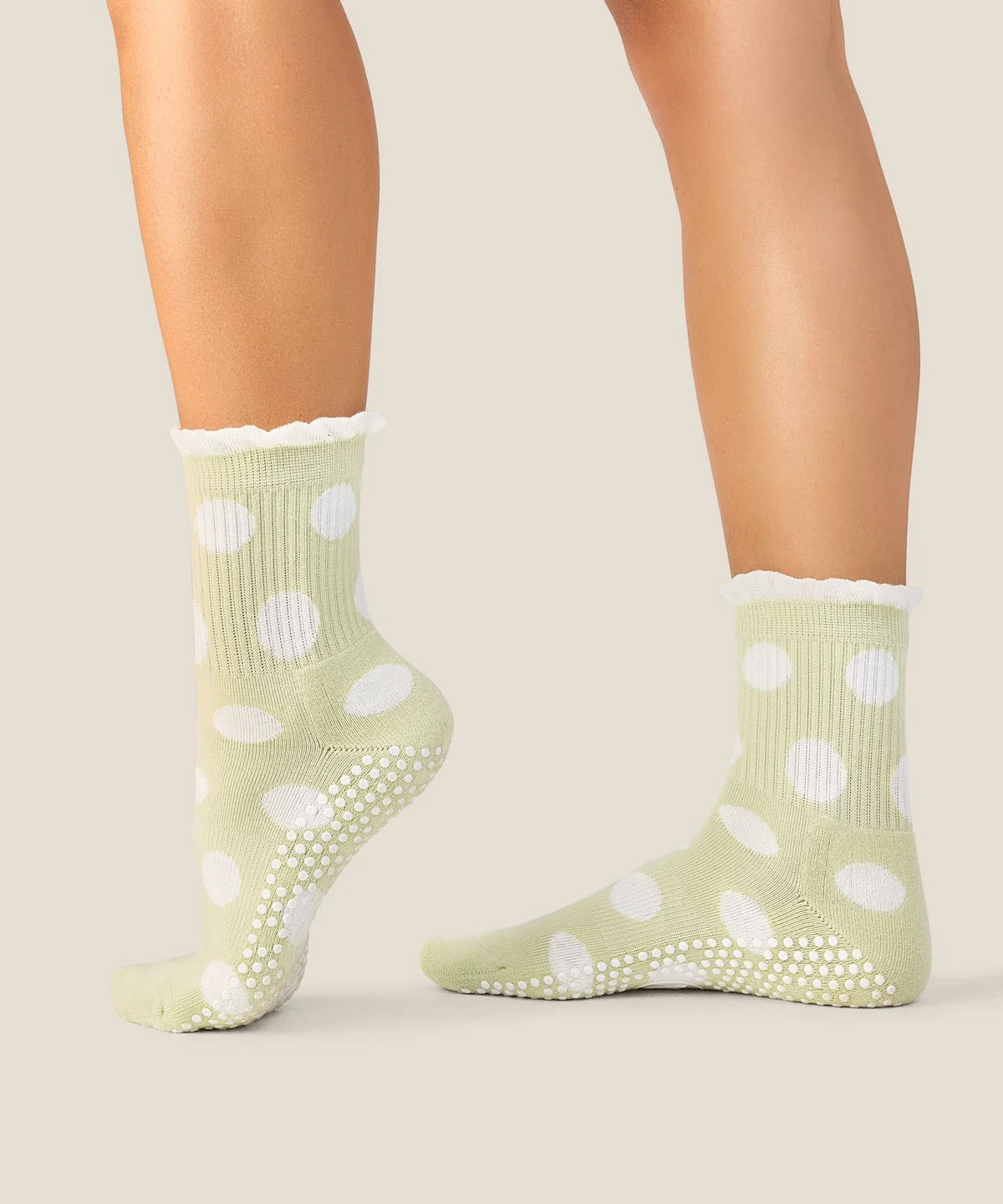 Moveactive Crew Grip Socks - Polka Dot Matcha