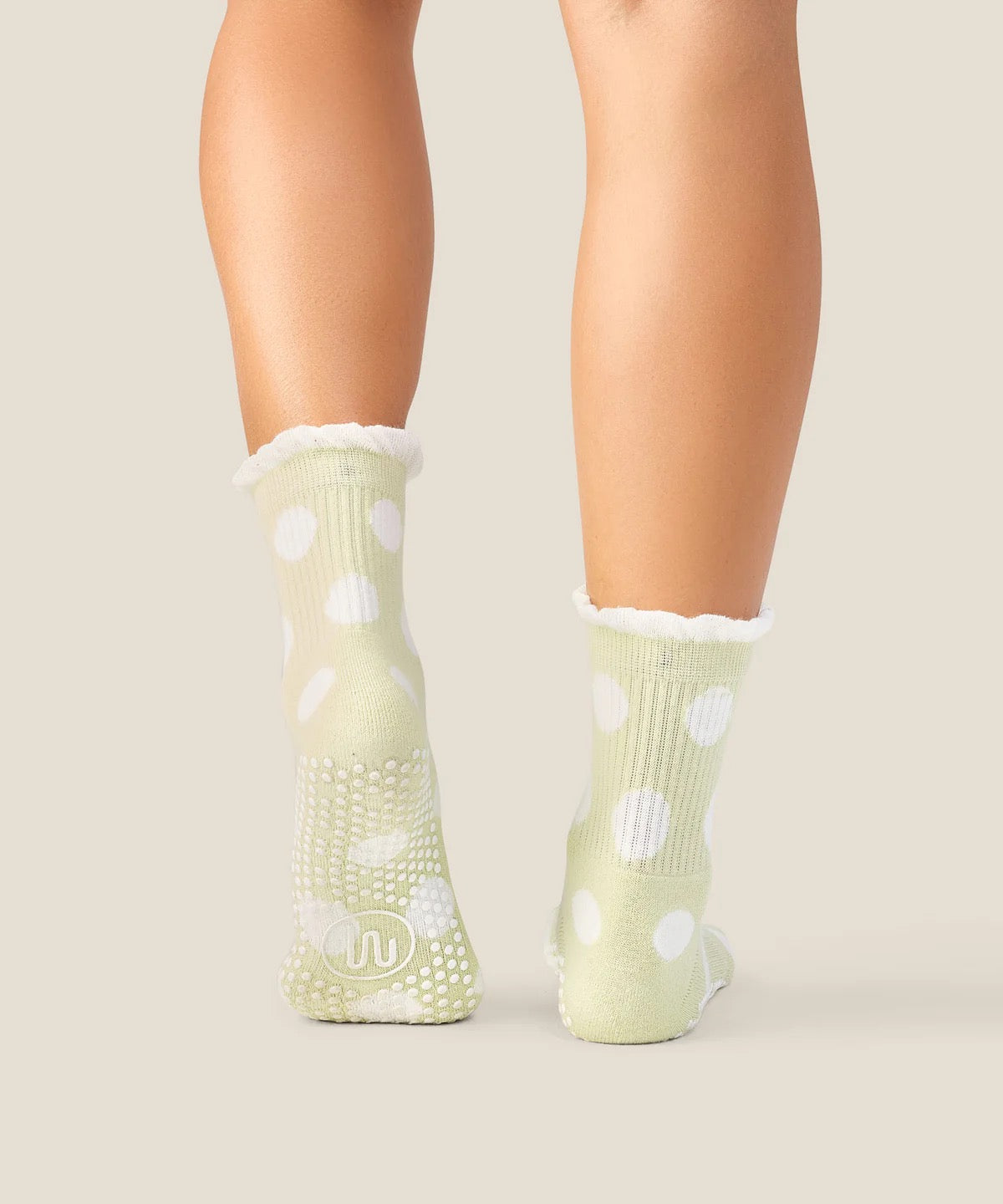Moveactive Crew Grip Socks - Polka Dot Matcha