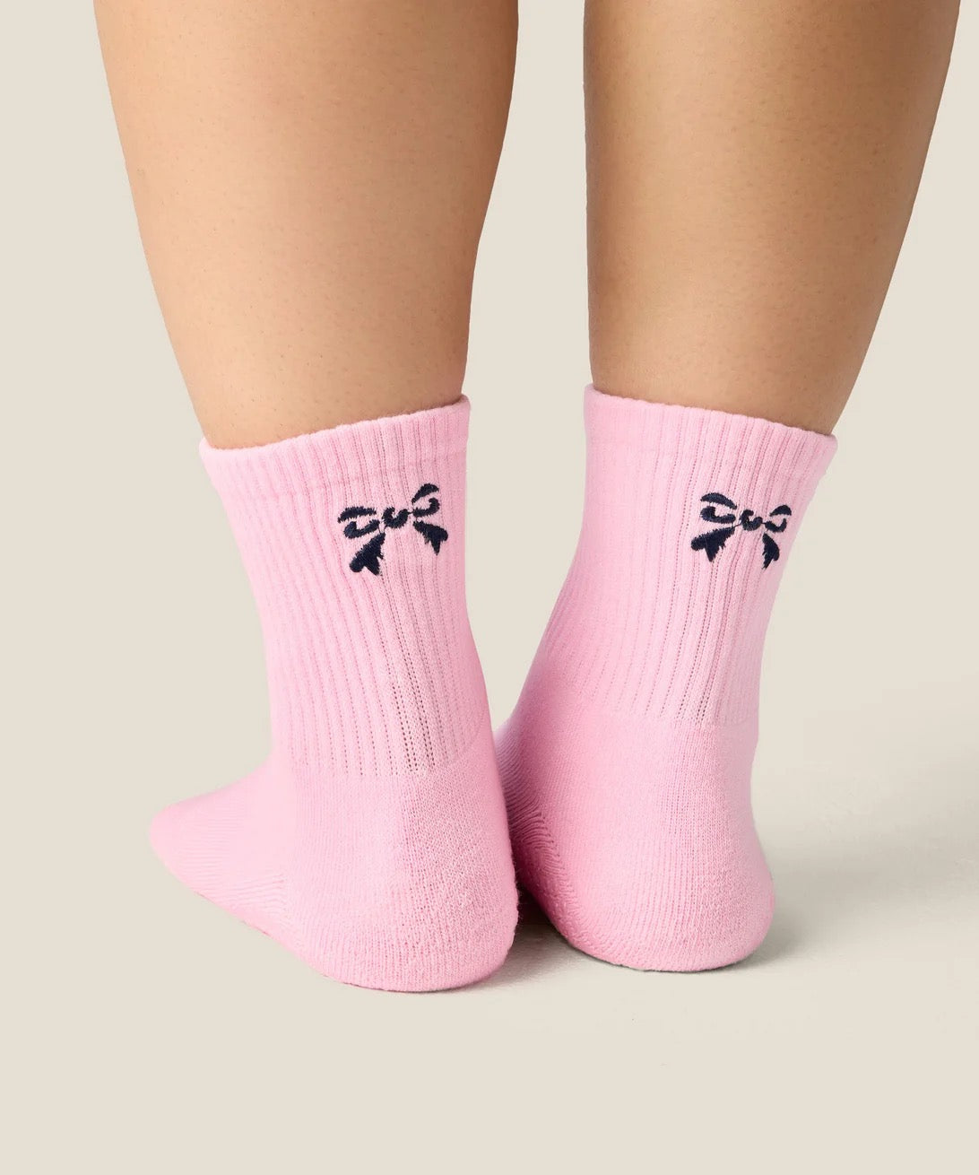 Moveactive Crew Grip Socks - Darling Bow Pink