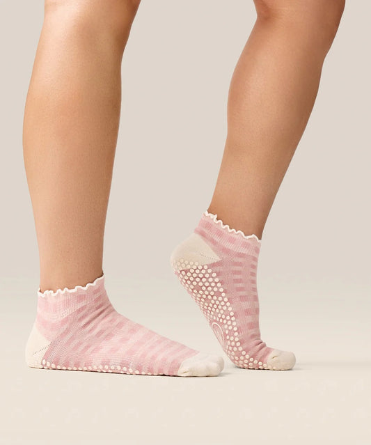 Moveactive Gingham Frill Rose Low Rise Grip Socks