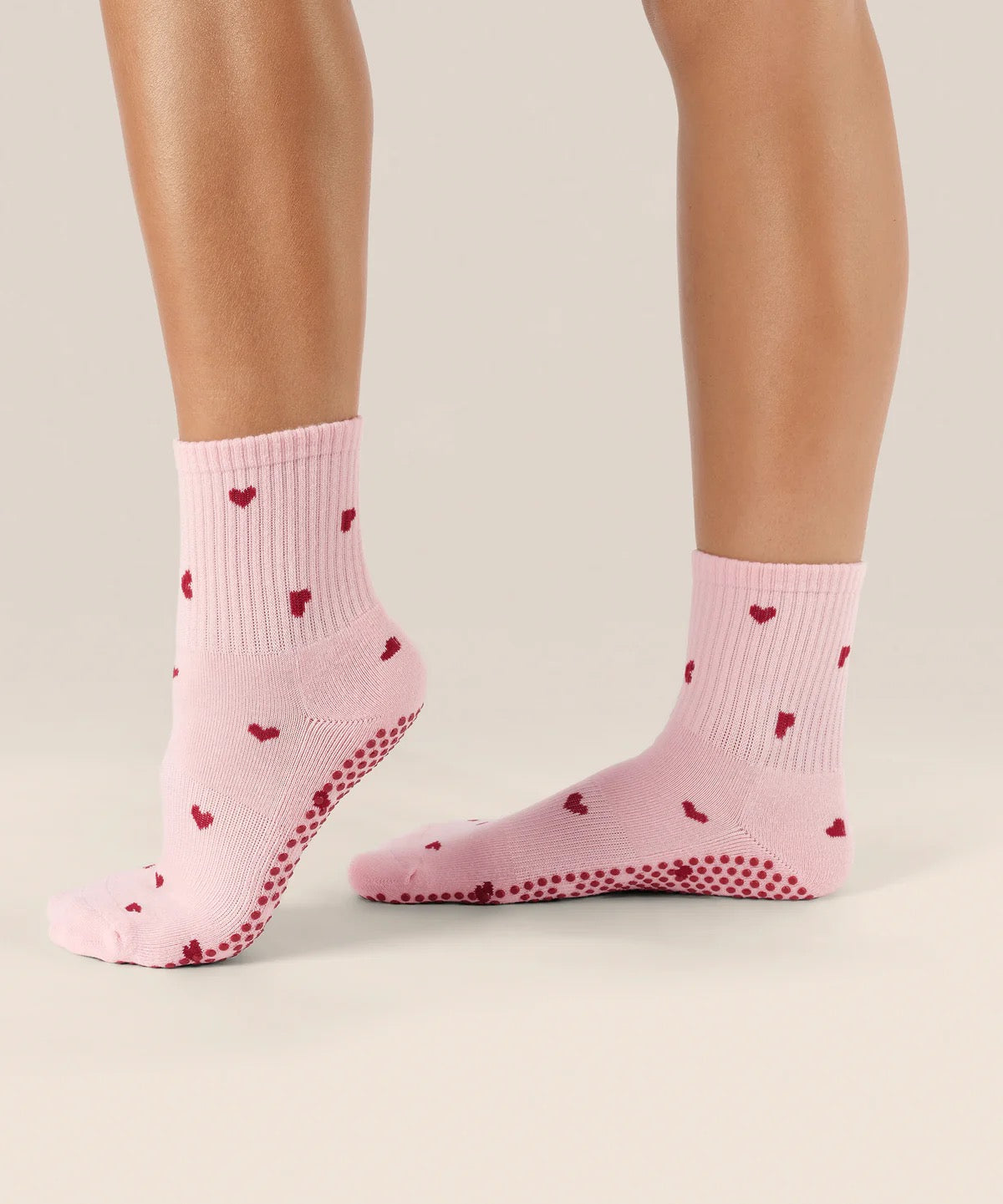 Moveactive Crew Grip Socks - Love Me Pink