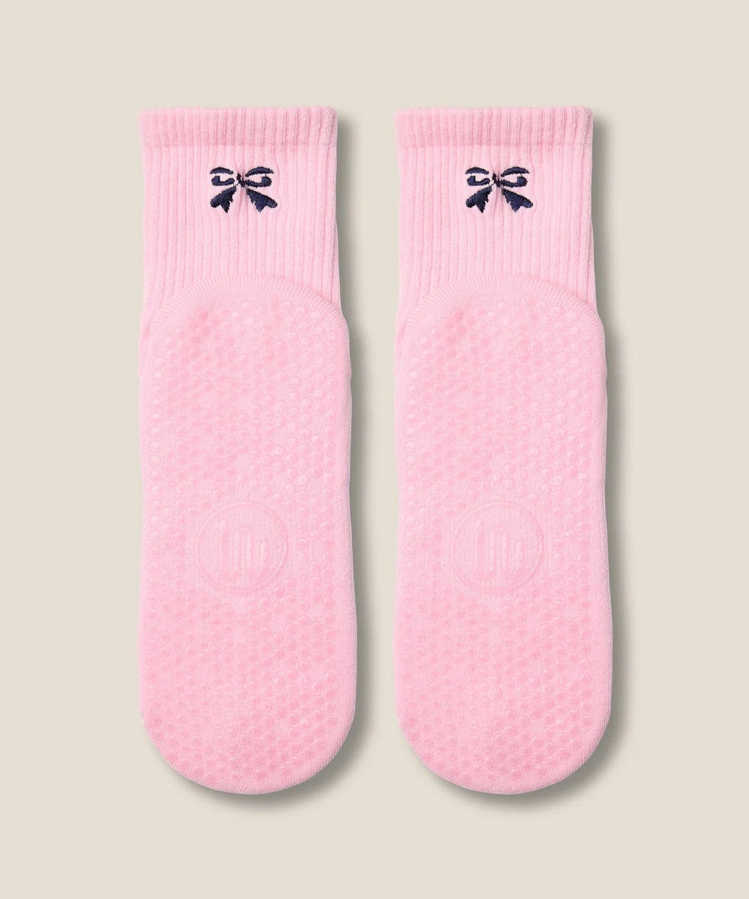 Moveactive Crew Grip Socks - Darling Bow Pink